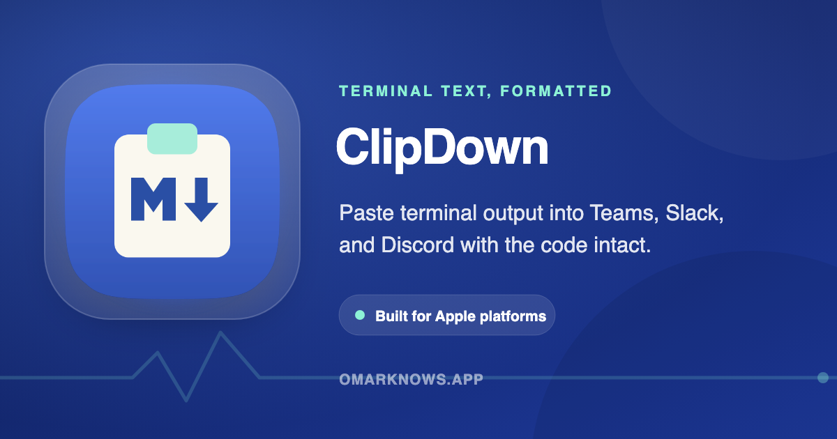OmarKnows — A tiny macOS menu bar app that makes terminal output paste properly into Teams, Slack,…